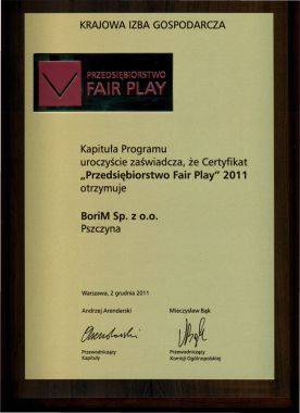 BoriM przedsiębiorstwem Fair Play 2011